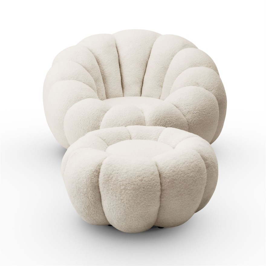 Fotel obrotowy FLUFFY z podnóżkiem