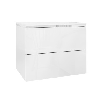 Stolik nocny AURORA II SILVER biały połysk z oświetleniem LED