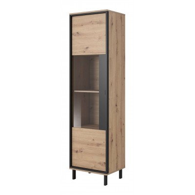 Witryna wysoka NESTI dąb artisan czarny