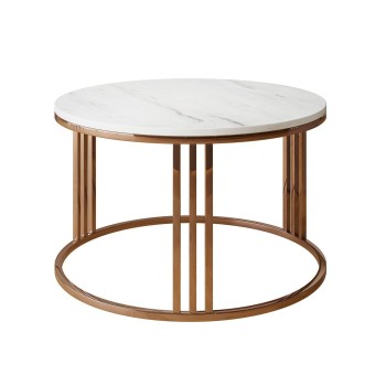 Okrągły stolik kawowy LORI mat z miedzianym stelażem