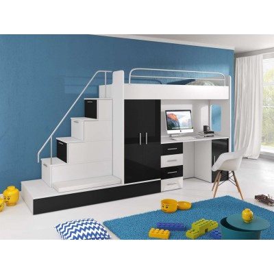 Łóżko piętrowe dziecięce RAJ 5 wysoki połysk