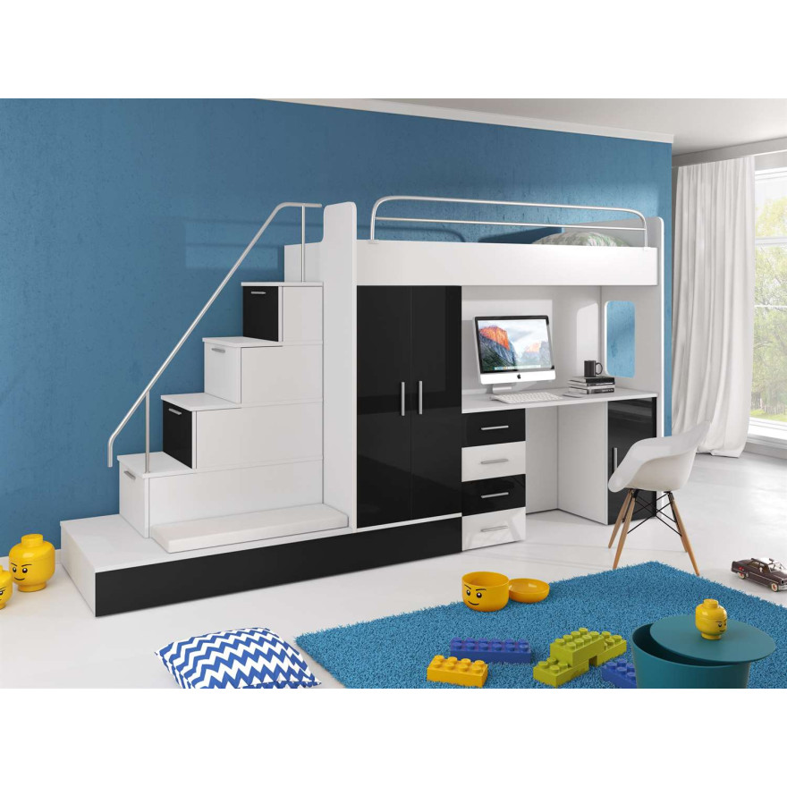 Łóżko piętrowe dziecięce RAJ 5 wysoki połysk