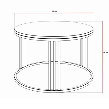 Okrągły stolik kawowy LORI mat z miedzianym stelażem