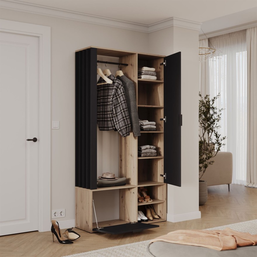 Garderoba FORIS LOFT z lustrem i drążkami na ubrania