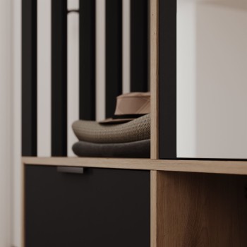 Garderoba FORIS LOFT z lustrem i drążkami na ubrania