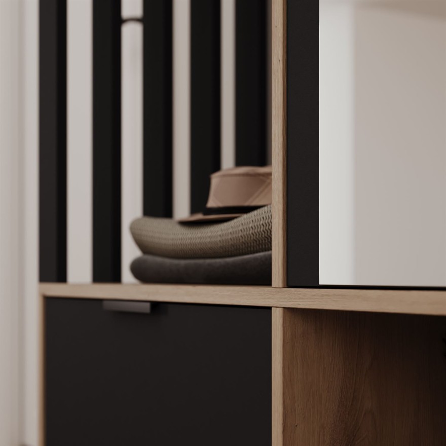 Garderoba FORIS LOFT z lustrem i drążkami na ubrania