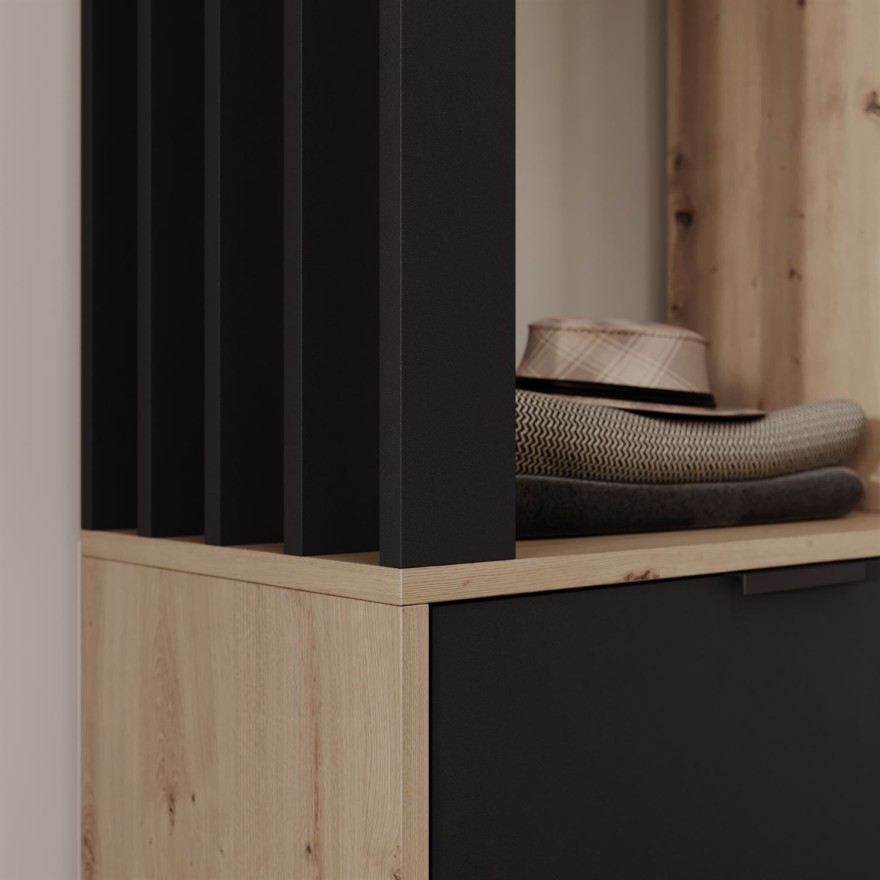 Garderoba FORIS LOFT z lustrem i drążkami na ubrania