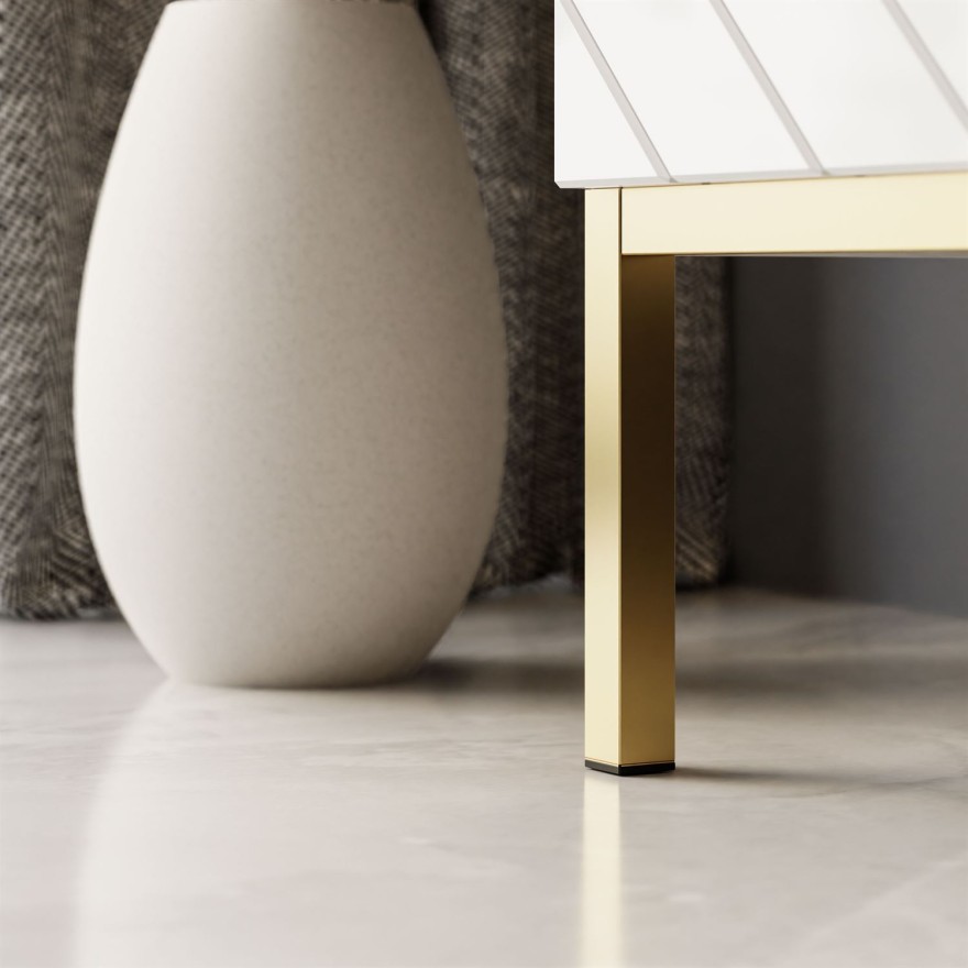 Szafka RTV SANTILE 190 cm na złotych nogach wysoki połysk