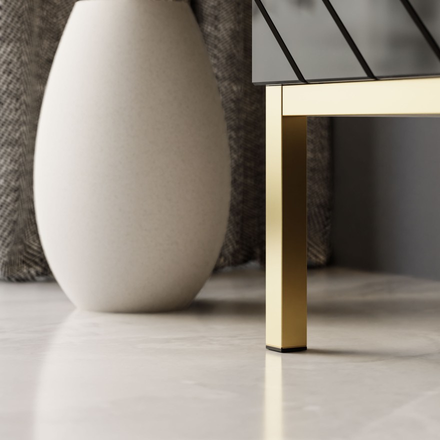 Komoda SANTILE na złotych nogach wysoki połysk