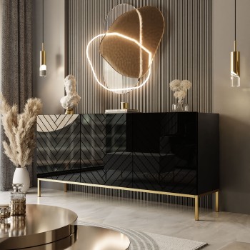 Komoda SANTILE na złotych nogach wysoki połysk