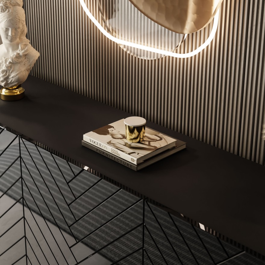 Komoda SANTILE na złotych nogach wysoki połysk