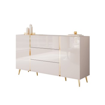 Komoda z szufladami ONYX Kaszmir na złotych nogach wysoki połysk 158 cm