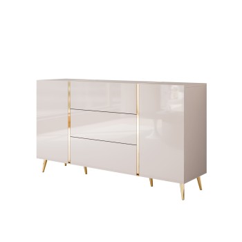 Komoda z szufladami ONYX Kaszmir na złotych nogach wysoki połysk 158 cm