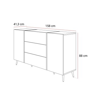 Komoda z szufladami ONYX Kaszmir na złotych nogach wysoki połysk 158 cm