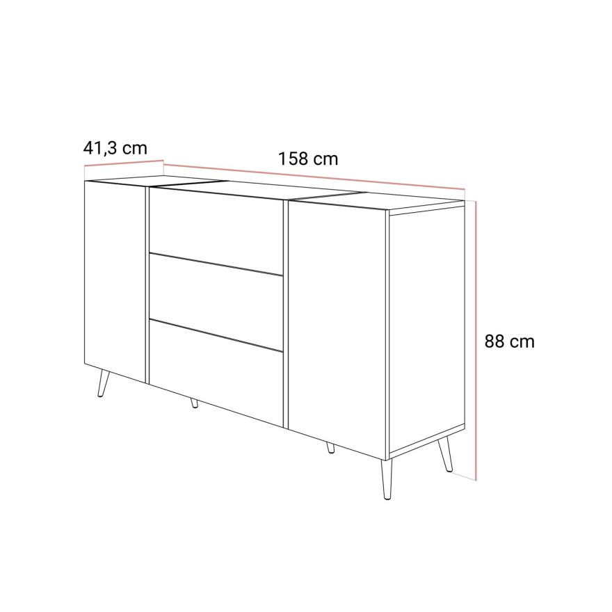 Komoda z szufladami ONYX Kaszmir na złotych nogach wysoki połysk 158 cm