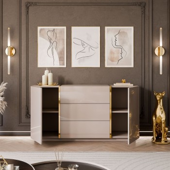Komoda z szufladami ONYX kaszmir wysoki połysk 158 cm
