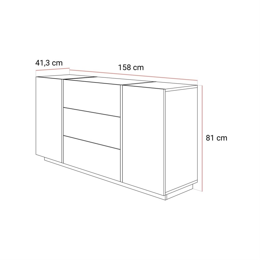 Komoda z szufladami ONYX kaszmir wysoki połysk 158 cm