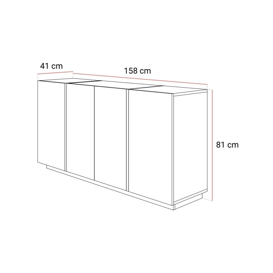Komoda ONYX 4D kaszmir wysoki połysk 158 cm