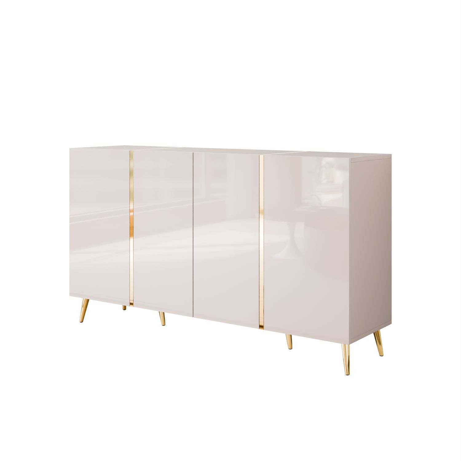 Komoda ONYX 4D Kaszmir na złotych nóżkach wysoki połysk 158 cm