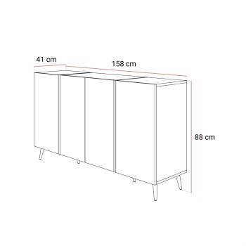 Komoda ONYX 4D Kaszmir na złotych nóżkach wysoki połysk 158 cm