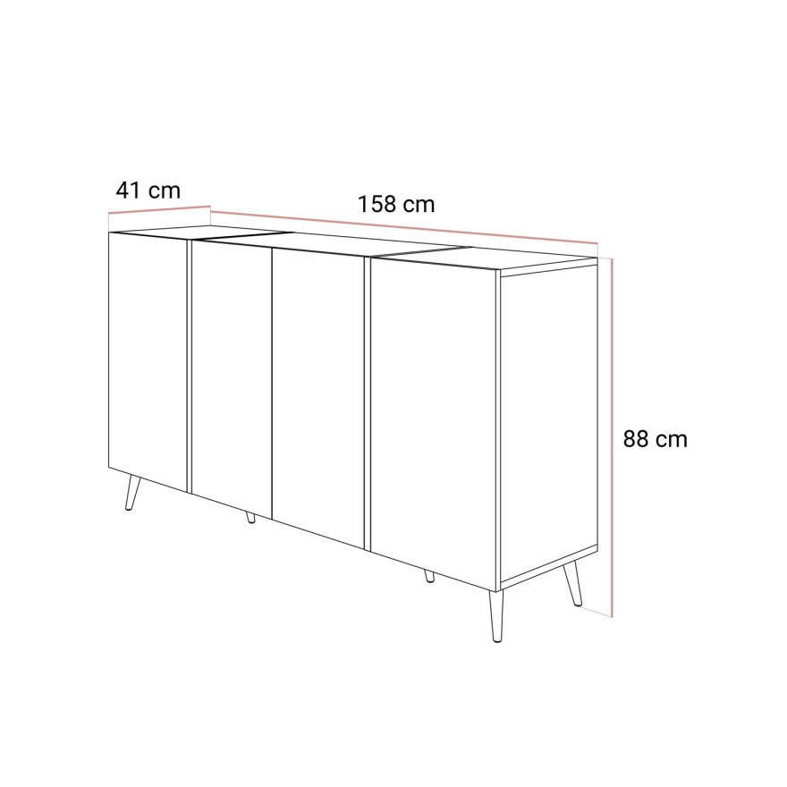 Komoda ONYX 4D Kaszmir na złotych nóżkach wysoki połysk 158 cm