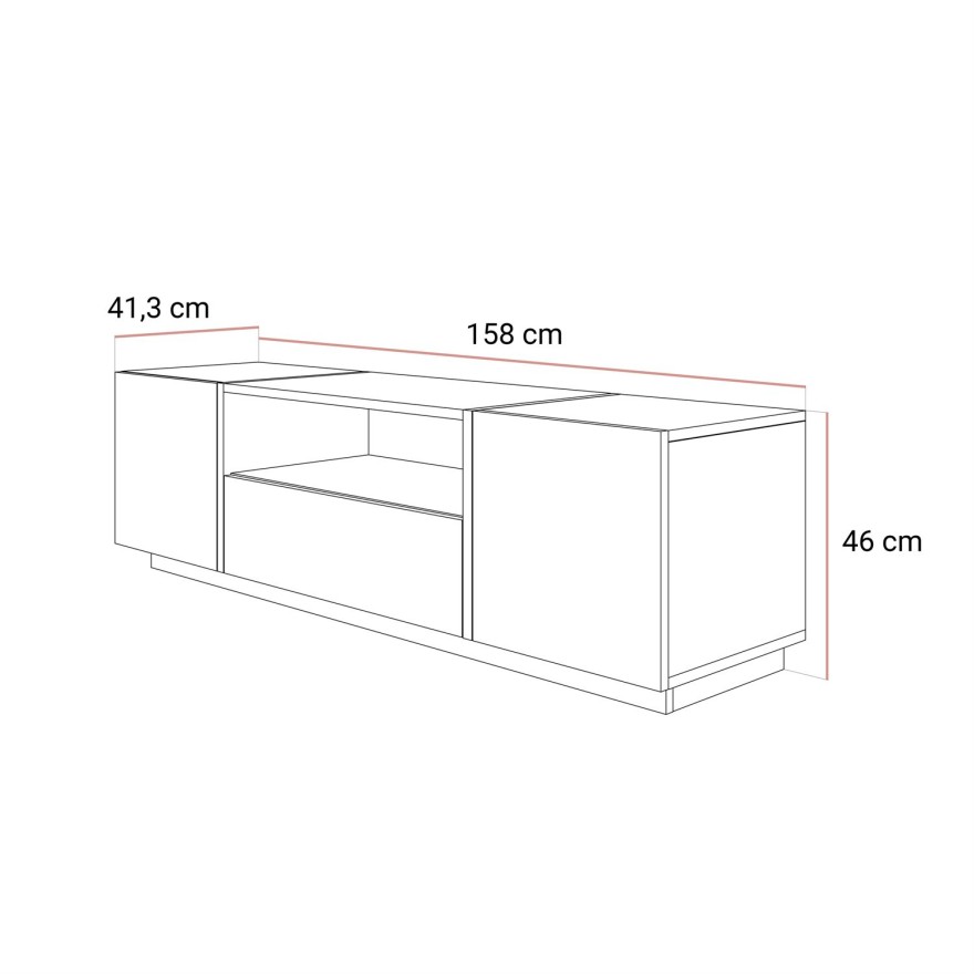 Szafka RTV ONYX kaszmir wysoki połysk 158 cm