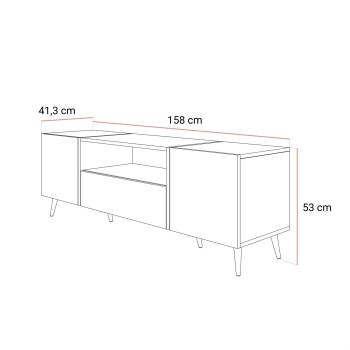 Szafka RTV ONYX 158 cm kaszmir na złotych nóżkach wysoki połysk