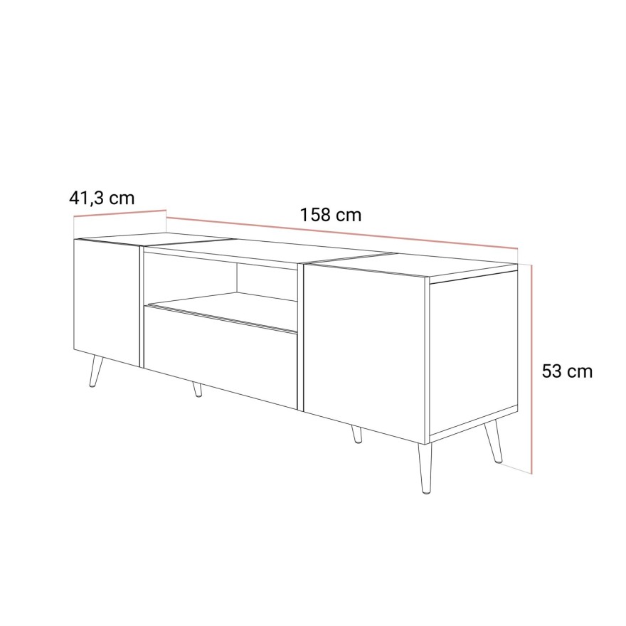 Szafka RTV ONYX 158 cm kaszmir na złotych nóżkach wysoki połysk