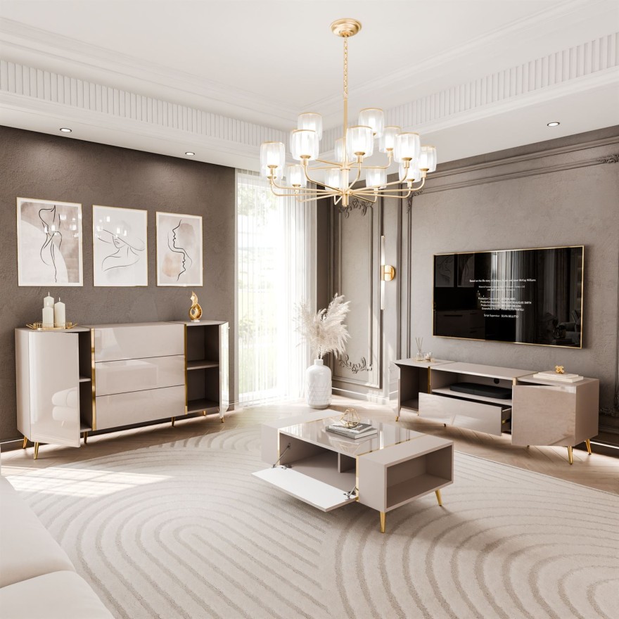 Zestaw do salonu ONYX Kaszmir na złotych nóżkach