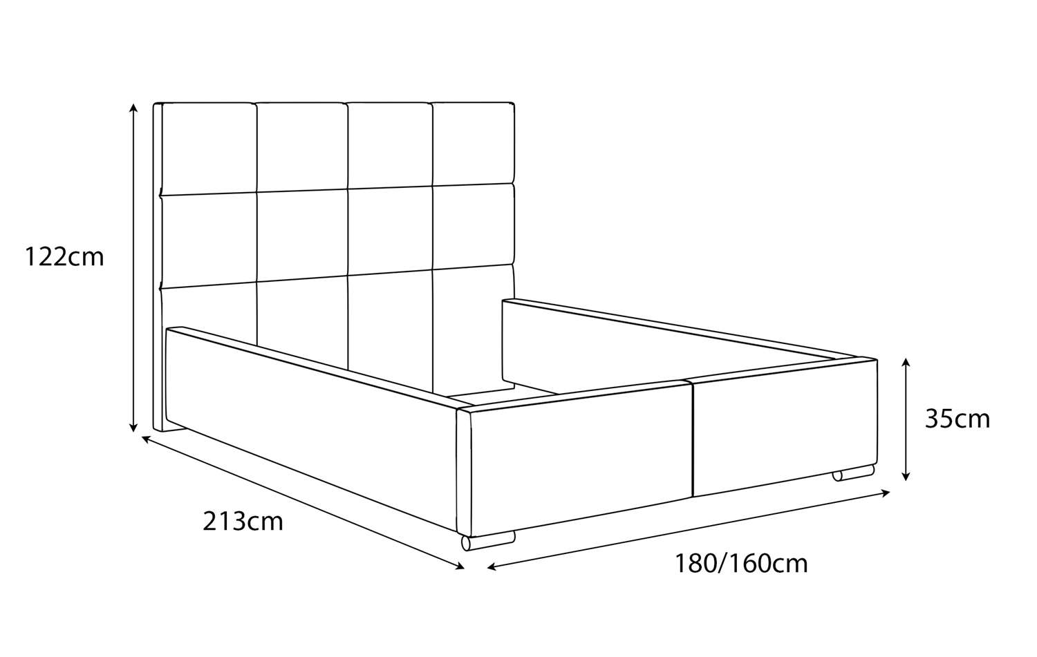 Łóżko kontynentalne MONA 160/180 x 200 z pojemnikiem