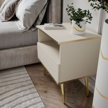 Stolik nocny OXFORD na złotych nóżkach