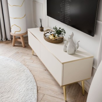 Szafka pod telewizor OXFORD III 135 cm na złotych nóżkach