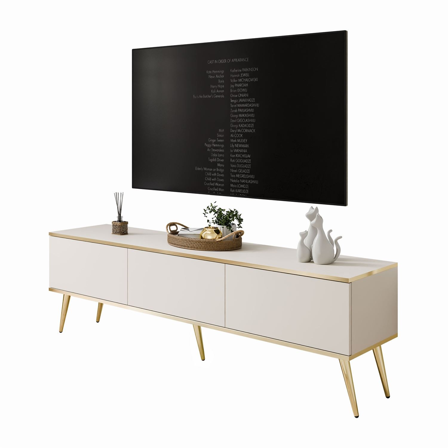 Szafka pod telewizor OXFORD III 175 cm na złotych nóżkach