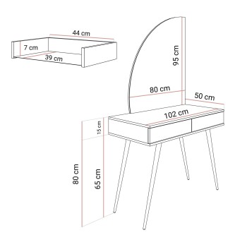 Toaletka OXFORD z lustrem i oświetleniem LED