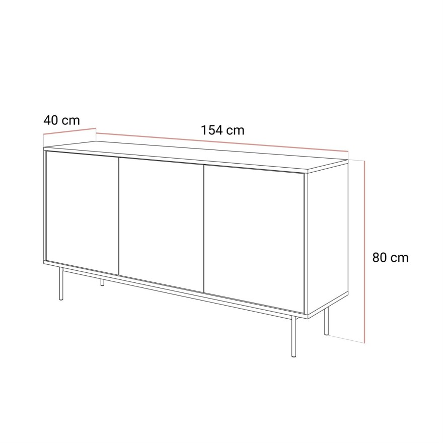 Trzydrzwiowa komoda SANAYI kaszmir połysk