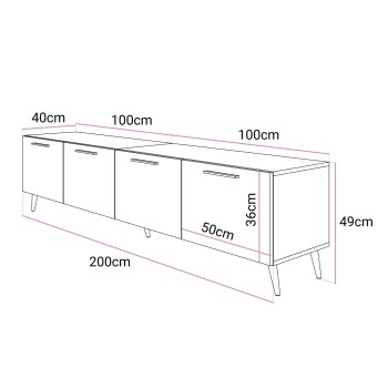 Szafka RTV AURA 200 KASZMIR na wysokich nóżkach