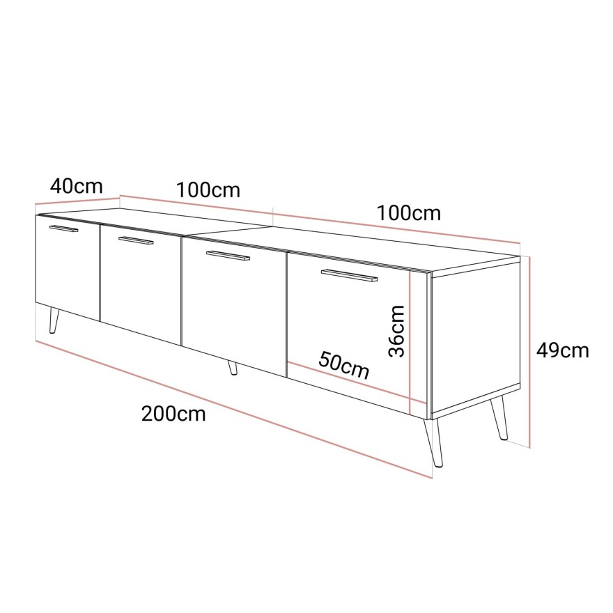 Szafka RTV AURA 200 KASZMIR na wysokich nóżkach