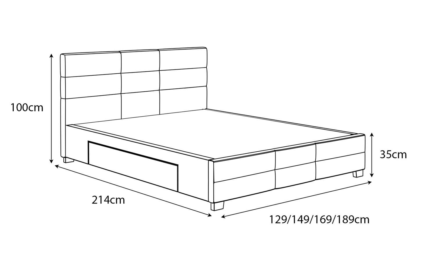 Łóżko tapicerowane BERG z szufladami
