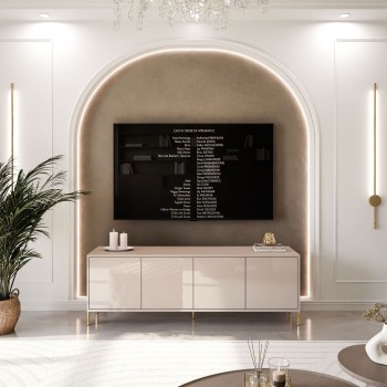 Szafka RTV SANAYI na wysokich nóżkach kaszmir połysk