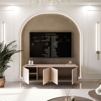 Szafka RTV SANAYI na wysokich nóżkach kaszmir połysk