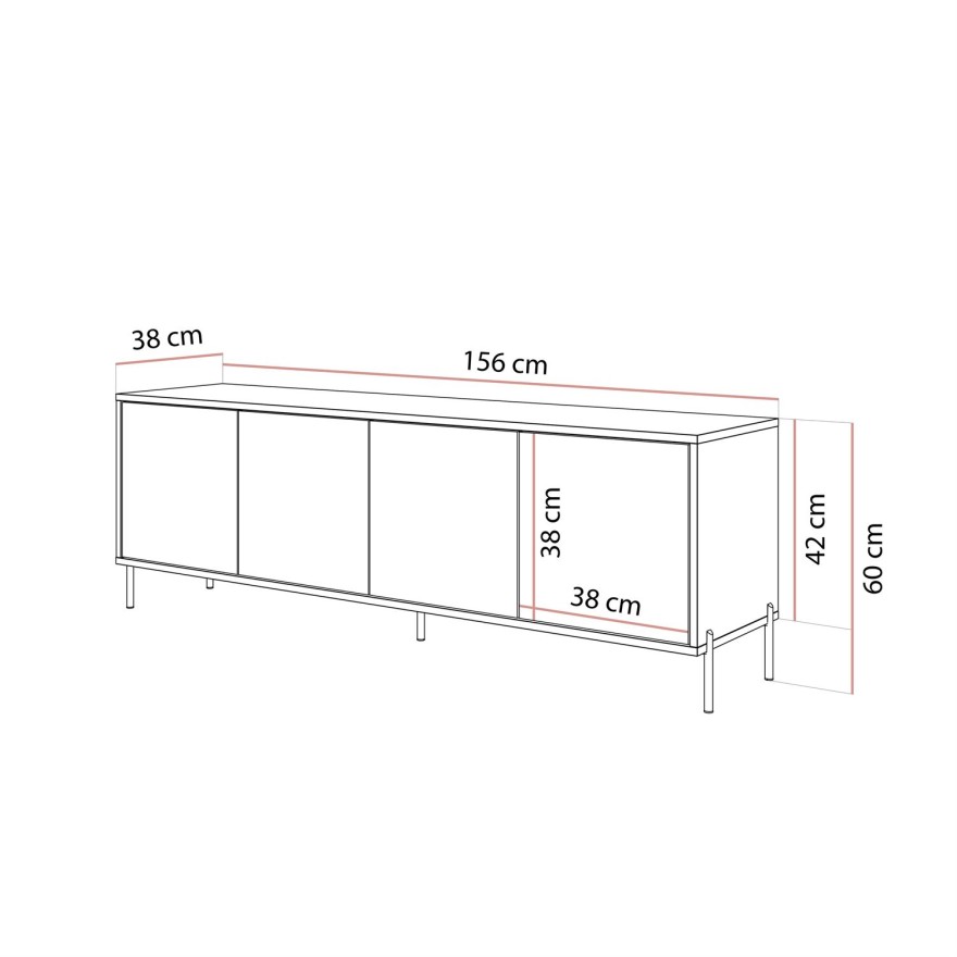 Szafka RTV SANAYI na wysokich nóżkach kaszmir połysk