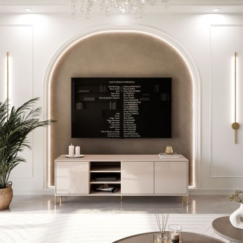 Szafka RTV SANAYI na wysokich nóżkach kaszmir połysk