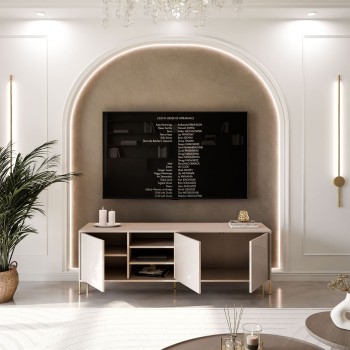 Szafka RTV SANAYI na wysokich nóżkach kaszmir połysk