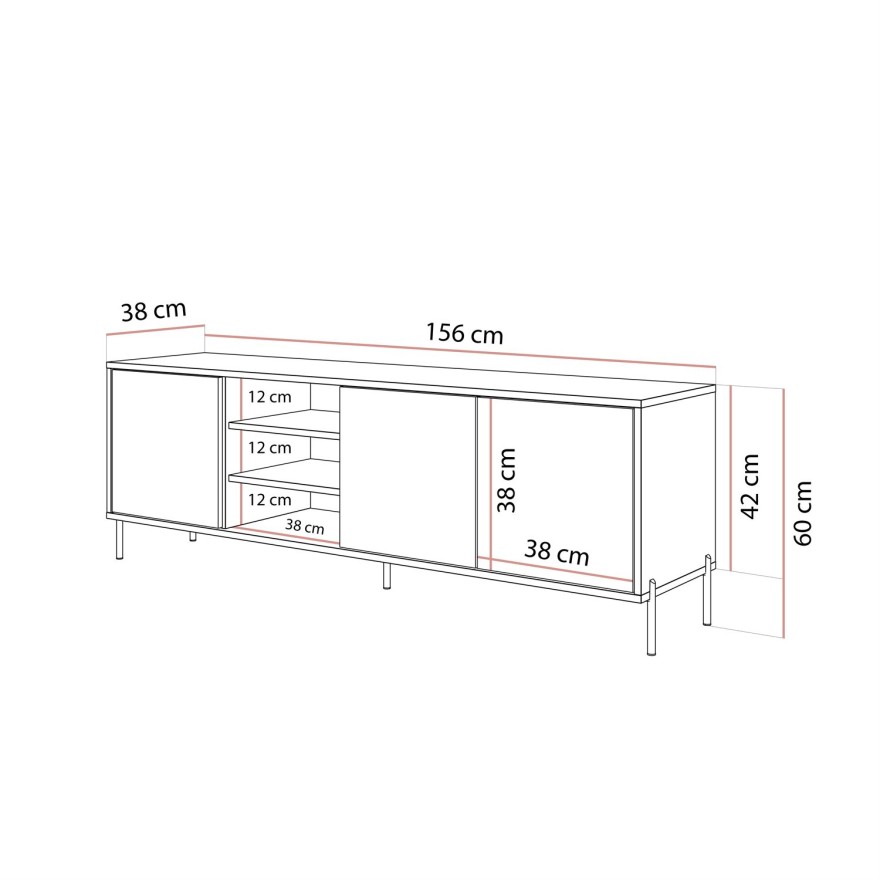 Szafka RTV SANAYI na wysokich nóżkach kaszmir połysk