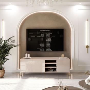 Szafka RTV SANAYI na wysokich nóżkach kaszmir połysk