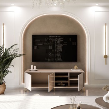 Szafka RTV SANAYI na wysokich nóżkach kaszmir połysk