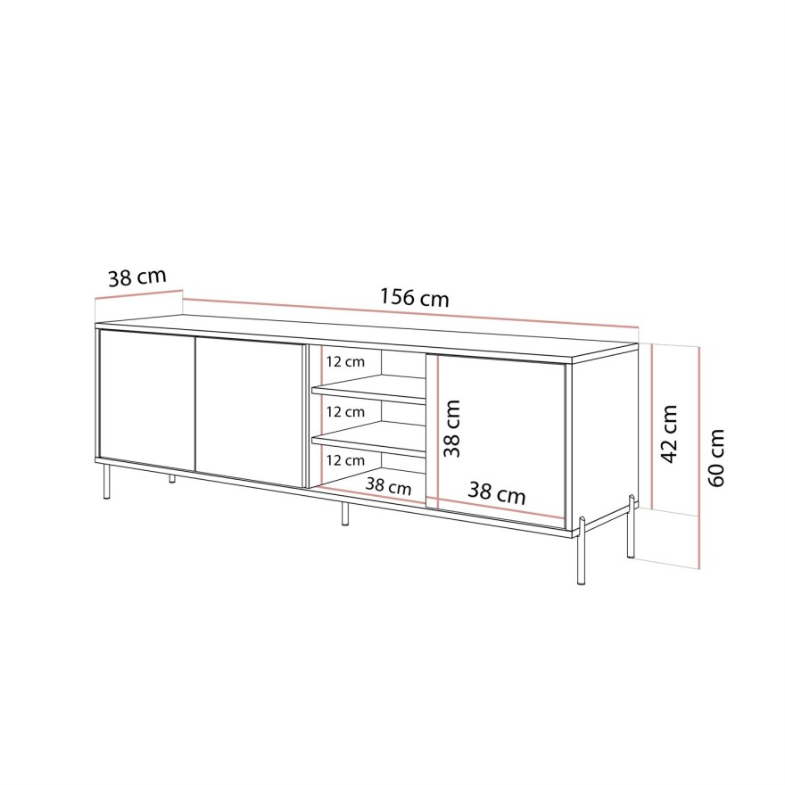 Szafka RTV SANAYI na wysokich nóżkach kaszmir połysk