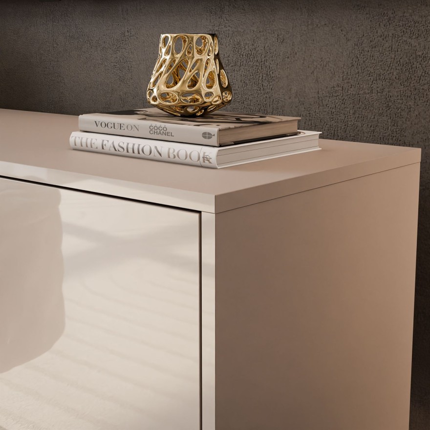 Szafka RTV SANAYI na wysokich nóżkach kaszmir połysk