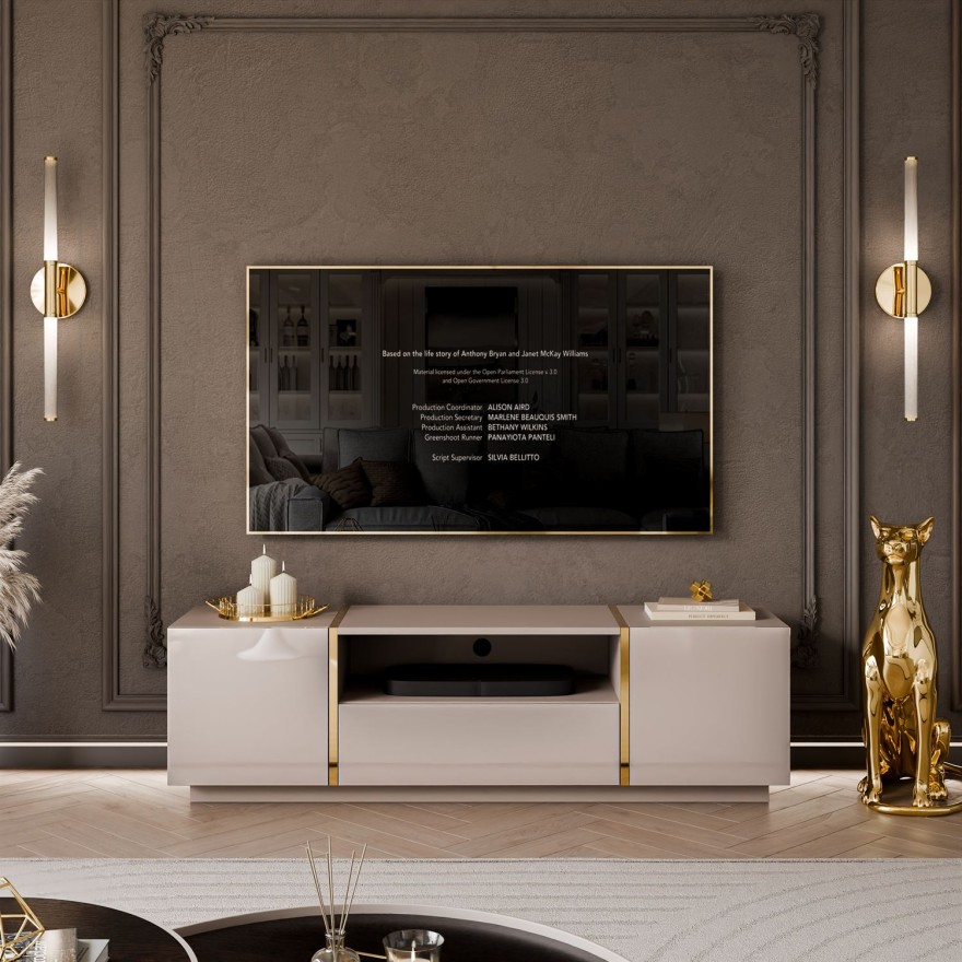 Szafka RTV ONYX kaszmir wysoki połysk 158 cm
