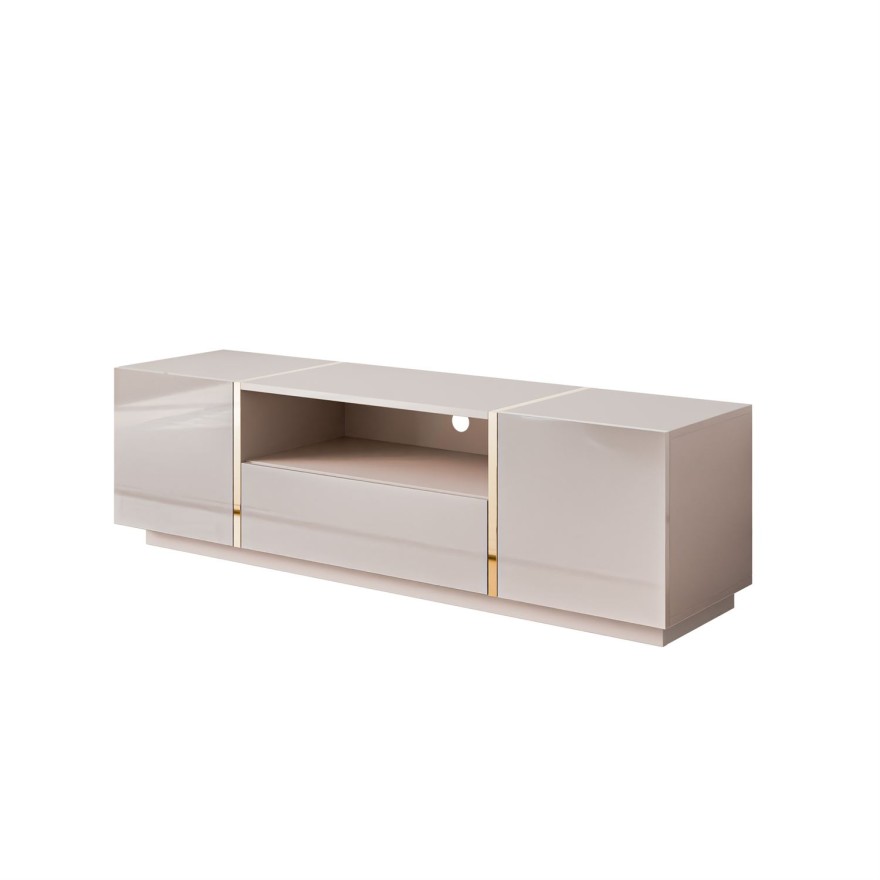 Szafka RTV ONYX kaszmir wysoki połysk 158 cm
